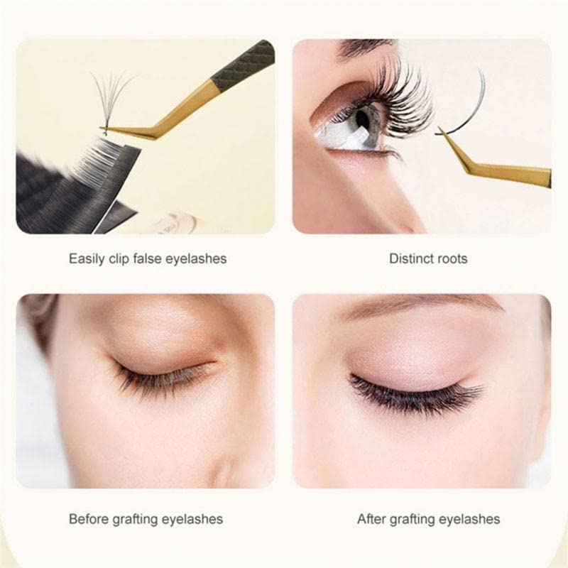 Volume Eyelash Tweezers Professional Stainless Steel Eyebrow Tweezers Clip Individual Curved Strip Lash Extension Supplies Beauty and Personal Care NSUQOA