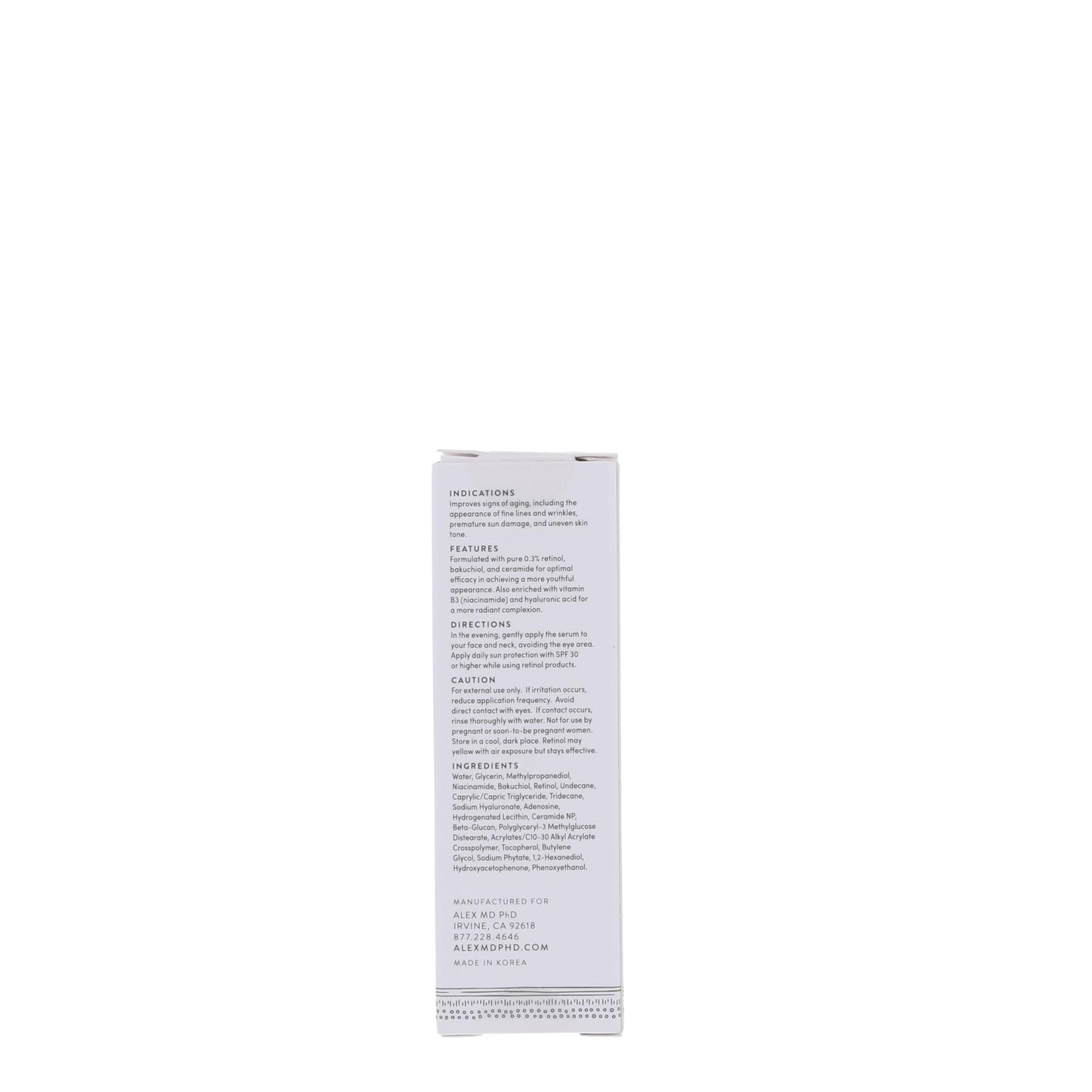 Alex MD PhD Retinol 0.3 Complex Serum with Bakuchiol, Niacinamide & Hyaluronic Acid - Anti-Aging Face Serum for Fine Lines, Wrinkles & Uneven Tone Beauty & Personal Care ALEX MD PhD