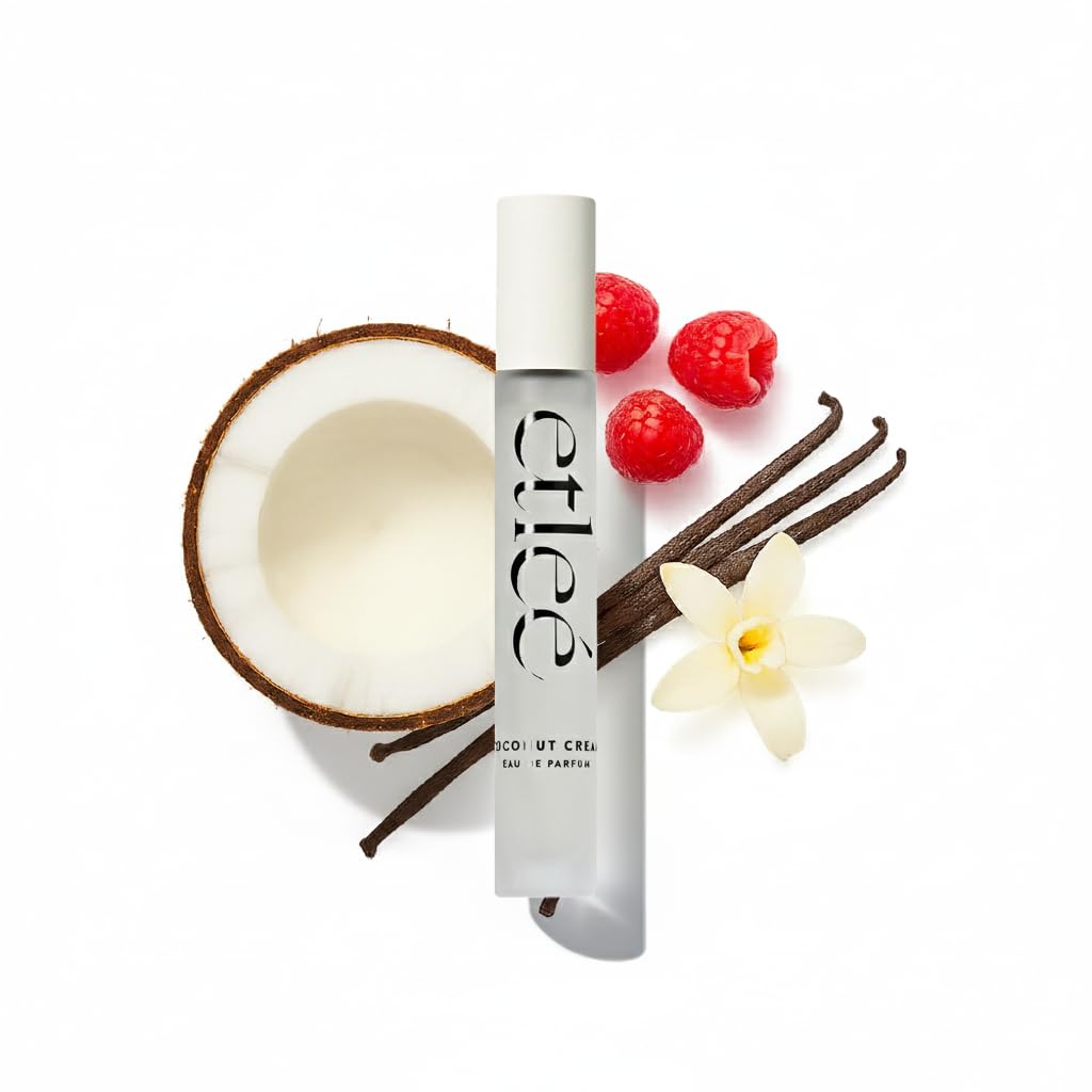 ETLEÉ Coconut Cream Eau de Parfum 0.34oz, Creamy Gourmand Long Lasting Perfume With Vanilla, Musk, Woody, Berry & Tonka Bean, Layerable Luxury Beauty & Personal Care ETLEÉ