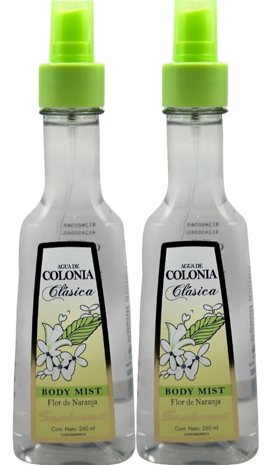 2 X Sanborns Agua De Colonia Clasica Flor De Naranja Body Mist Spray 260ml Ea Plastic Bottle Beauty & Personal Care Sanborns