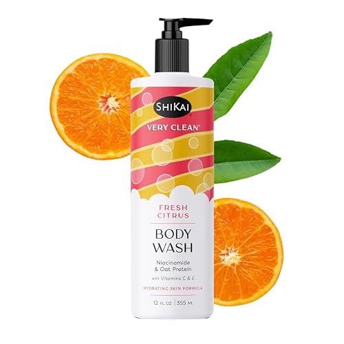 ShiKai Very Clean Body Wash (Fresh Citrus, 12 oz) | Hydrating Gel Cleanser for Dry Skin | With Niacinamide, Oat Protein, Vitamins C & E Beauty & Personal Care ShiKai