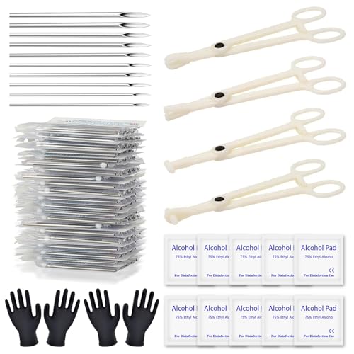 Rayyl Body Piercing Kit - 43Pcs Professional Piercing Tool Kit with 12G 14G 16G 18G 20G Piercing Needles, Clamps for Ear Nose Belly Button Lip Tongue Beauty and Personal Care Rayyl Default Title