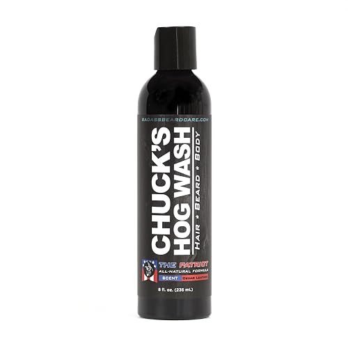 Chuck's Hog Wash - All Natural Beard and Body Wash - The Patriot Scent, 8oz - Leaves Your Beard Softer than its Ever Been and is Suitable for Daily Beauty & Personal Care Badass Beard Care