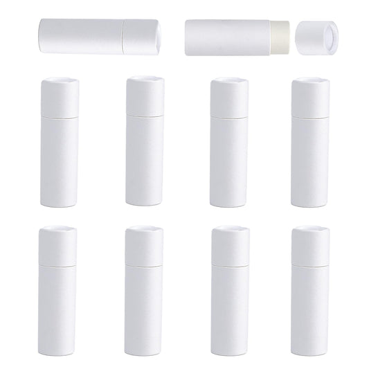 NICENEEDED 10 Pcs 10ML Paperboard Lip Balm Tubes, White Paper Lipstick Tube, Cardboard Empty Lip Gloss Container Solid Perfume Tube Cosmetic Box Beauty and Personal Care NICENEEDED