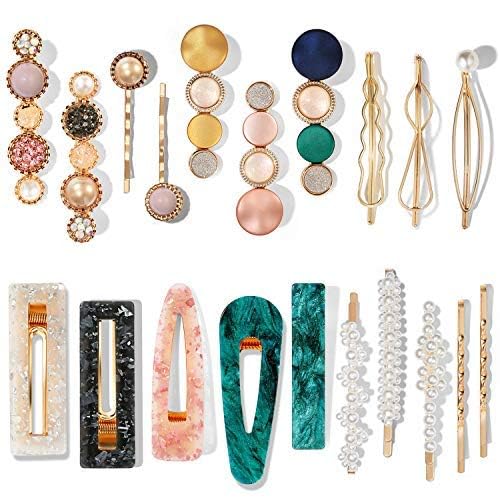 Mehayi 20 PCS Macaron Pearl Acrylic Resin Fashion Hair Clips Set, Cute Hair Barrettes Bobby Pins, Boho Fancy Hairpin Accessories Headwear Styling Beauty & Personal Care Mehayi