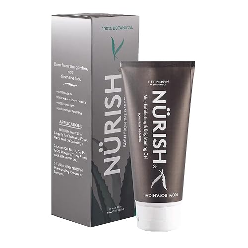 NURISH Aloe Exfoliating Gel, 5.95 oz. 100% Natural & Vegan. Exfoliate & Cleans Your Skin Without Using Harsh Chemicals, Acids or Abrasives. Beauty & Personal Care NÜRISH