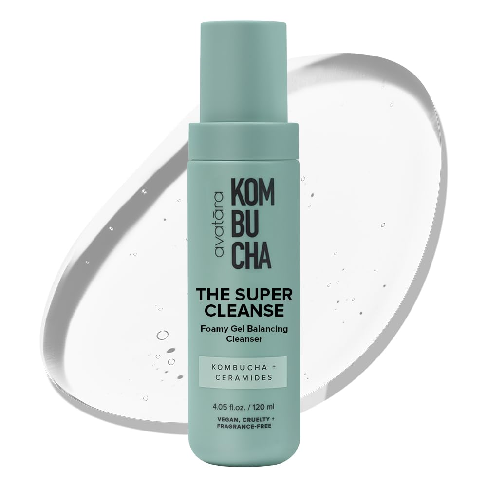 Avatara - Kombucha The Super Cleanse Face Wash, Natural Skin-Balancing Facial Cleanser, Face Cleanser with Hyaluronic Acid and Chicory Root, Skincare Beauty & Personal Care Avatara