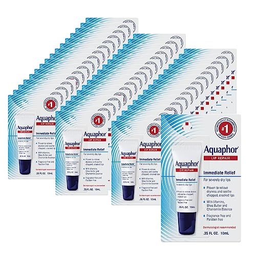 Aquaphor Lip Repair Ointment - Long-lasting Moisture to Soothe Dry Chapped Lips - .35 fl. oz. Tube (Pack of 48) Beauty and Personal Care Aquaphor