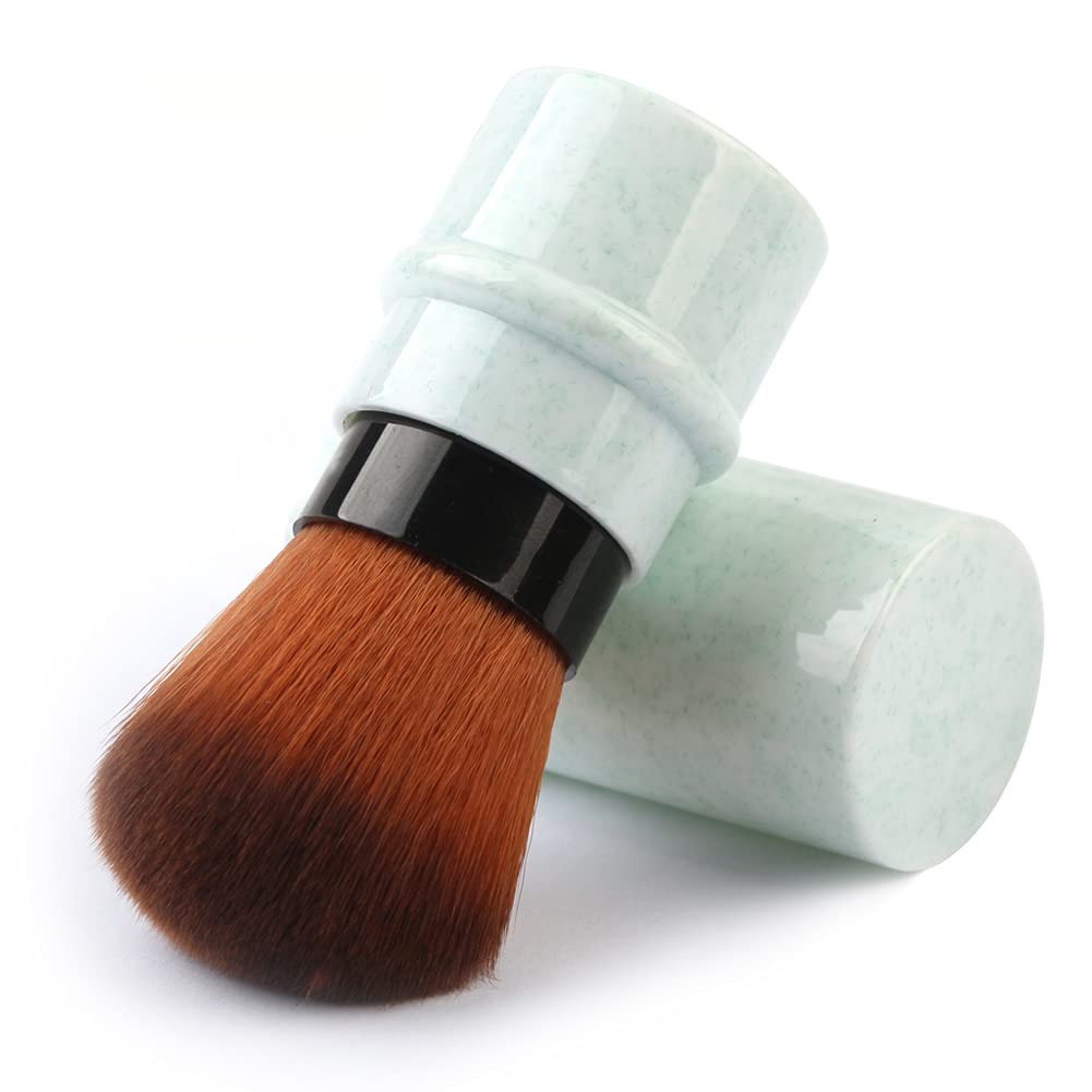 RN BEAUTY Retractable Kabuki Brushes Powder Foundation Blush Concealer Makeup Brush Portable With Cover - Green Beauty & Personal Care RN BEAUTY