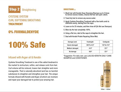 Cysteine System Curl Softening Smoothing Treatment and Keratin Daily Care Shampoo & Conditioner 4PCS Set Professional Results Straightens and Smooths Beauty & Personal Care Luxliss