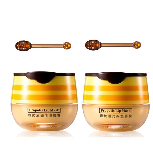 2 Pcs Lip Balm Honey Pot, Honey Moisturizing Lip Mask Reduces Lip Lines and Exfoliator, Prevention Dry & Cracked Lip. Beauty and Personal Care JISKG