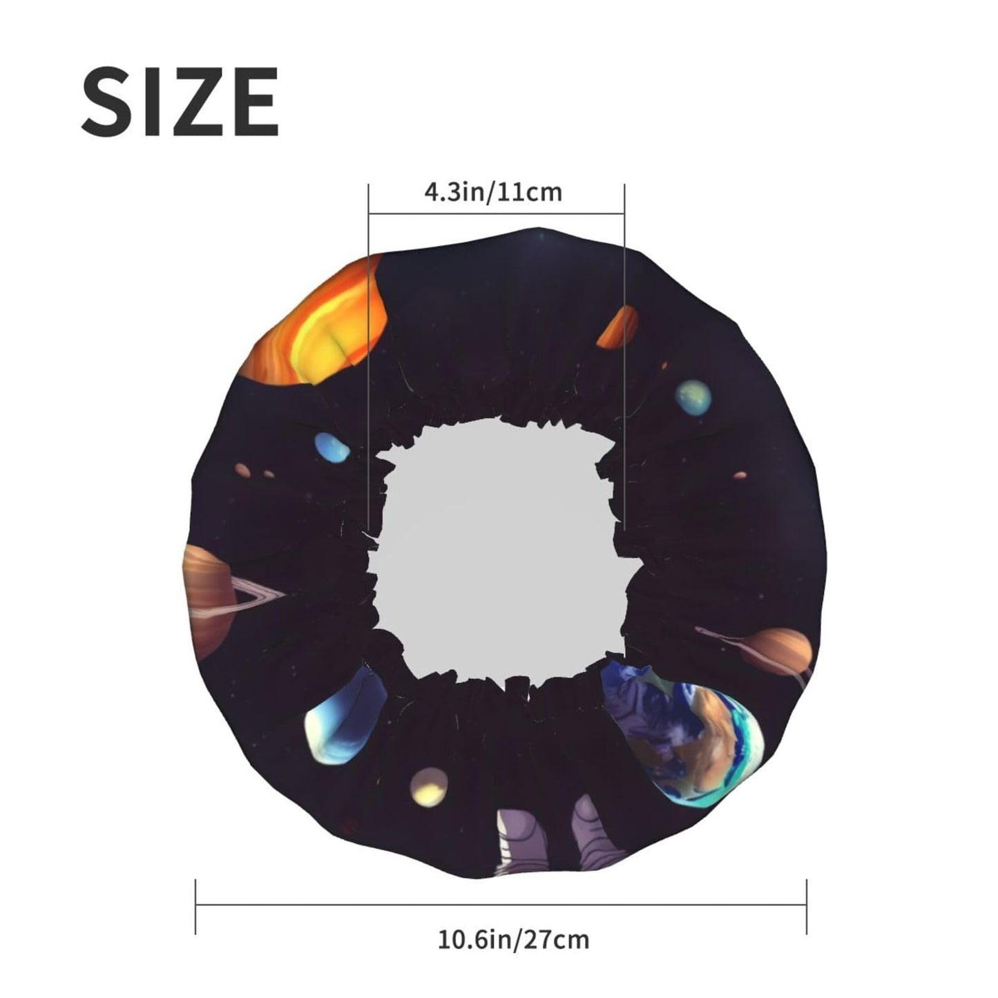 Astronaut solar system planets Shower Cap for Women Men Large Reusable Shower Bonnet Double-Layer Waterproof Bath Caps Elastic Band Hair Hat for All Beauty and Personal Care BWLHJKE