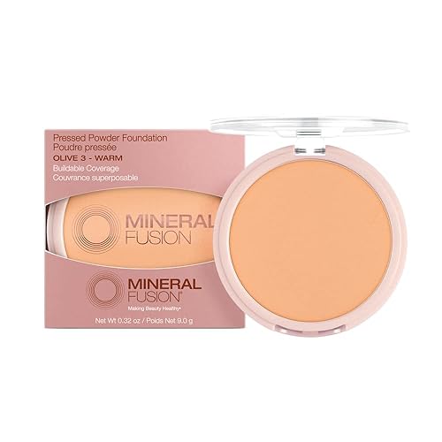 Mineral Fusion Pressed Powder Foundation, Olive 3 - Med Skin w/Greenish Undertones, Age Defying Foundation Makeup with Matte Finish, Talc Free Face Beauty & Personal Care Mineral Fusion