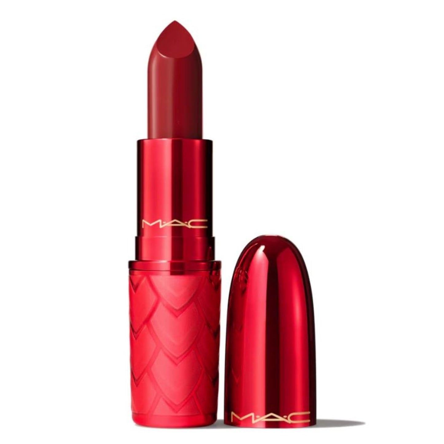 MAC Cosmetics Lovestruck Luck Collection Lustreglass Lipstick - Powerfully Potent (Deep Red) - 0.1 oz / 3 g Beauty & Personal Care MAC