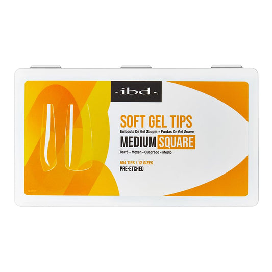 IBD Clear Soft Gel Nail Tips - Pre-Etched Medium Square Full Cover Press On Nails Extensions for Gel & Acrylic, Salon & Home DIY Manicure, 504 Pcs 12