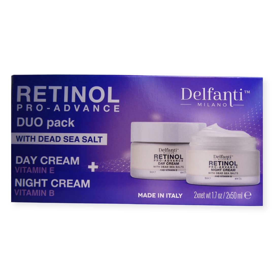Delfanti-Milano • RETINOL PRO-ADVANCE • Anti-Aging DUO pack • Day + Night Creams • Face and Neck Moisturizers with Dead Sea Minerals and Vitamins E Beauty & Personal Care Delfanti-Milano