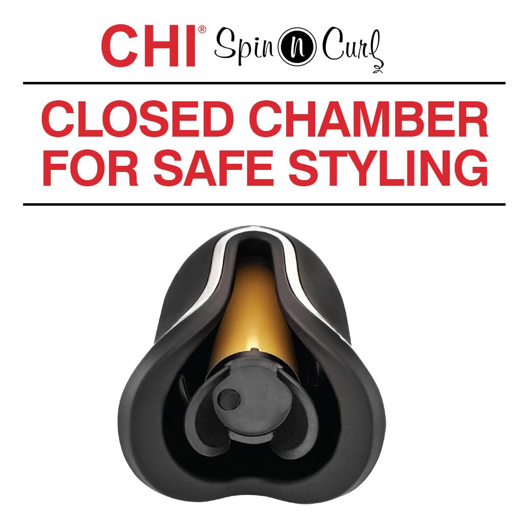 CHI Spin N Curl 1″ Ceramic Rotating Curling Iron, Adjustable Preset Heat Settings for All Hair Types, Salon-Quality Curls & Waves, Auto Shut-Off Beauty and Personal Care CHI