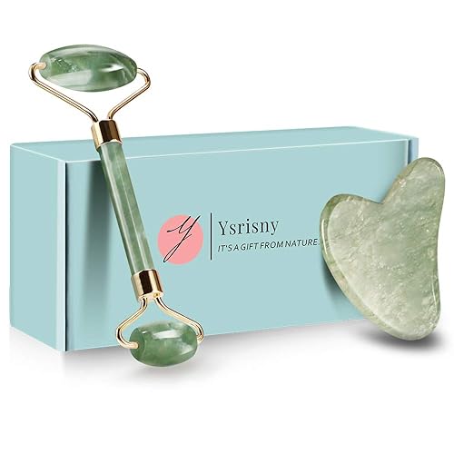 Ysrisny Gua Sha Facial Tools Jade Roller for Face - Facial Massage Tool for Anti Aging Wrinkles and Skin Rejuvenate -100% Natural Jade Stone for Face Beauty & Personal Care Ysrisny