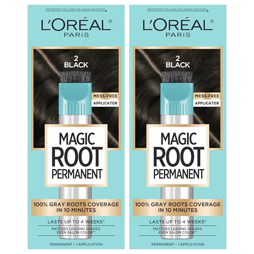 L'Oreal Paris Magic Root Permanent Hair Color Kit, 100% Gray Hair Coverage In Just 10 Minutes, Precision Brush Applicator for Seamless Application, 2