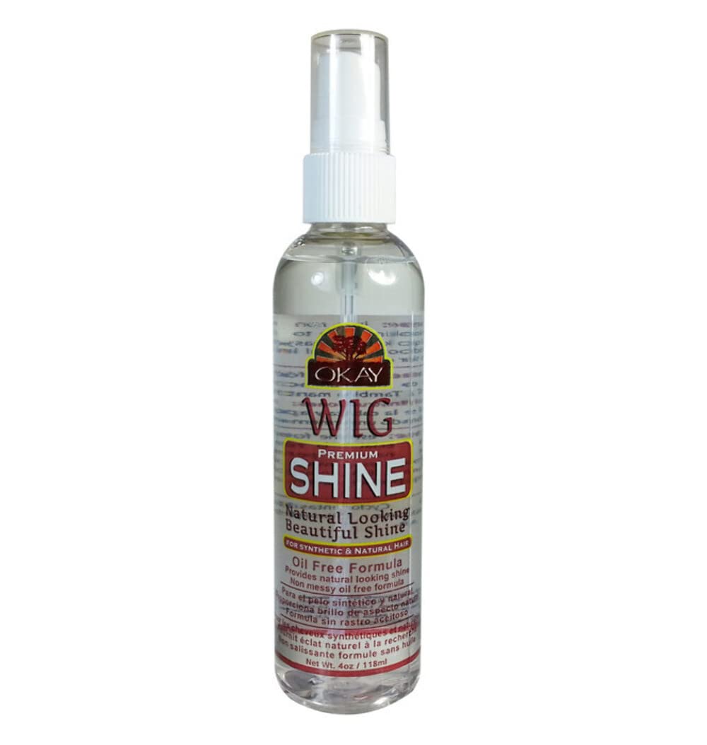 OKAY Pure Naturals Premium Wig Shine - Oil Free Wig Shine Spray for Synthetic & Human Hair Wigs, Spritz for Women & Men to Detangle & Moisturize, Silk Beauty & Personal Care OKAY