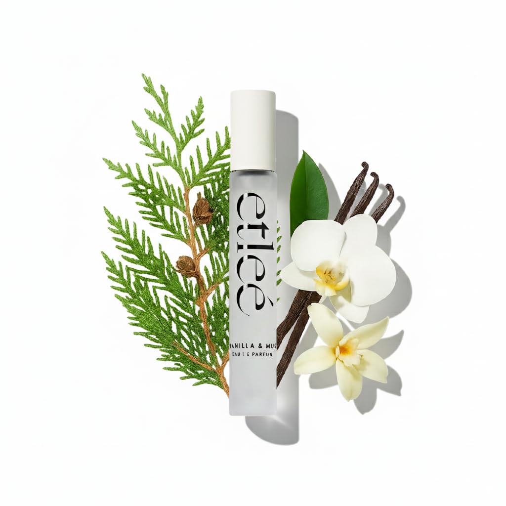 ETLEÉ Vanilla & Musk Eau de Parfum 0.34oz, Long Lasting Perfume Inspired by Phlr Vanilla Skin, Floral Fruity Gourmand Notes With Amber, Sandalwood Beauty & Personal Care ETLEÉ