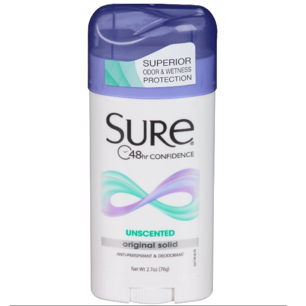 Sure Original Solid Unscented, Anti-Perspirant Deodorant 2.70 oz (Pack Of 12) Beauty and Personal Care Sure