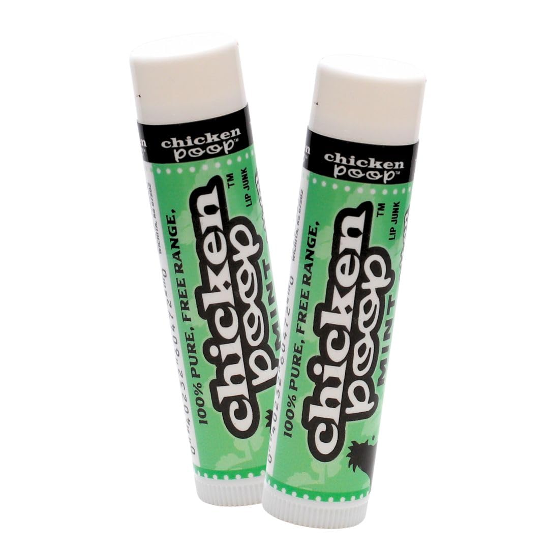 Chicken Poop Lip Balm Simone Chickenbone Mint Duo Moisturizer for Dry Chapped Lips, 0.15 oz, Pack of 2 Beauty and Personal Care Simone Chickenbone