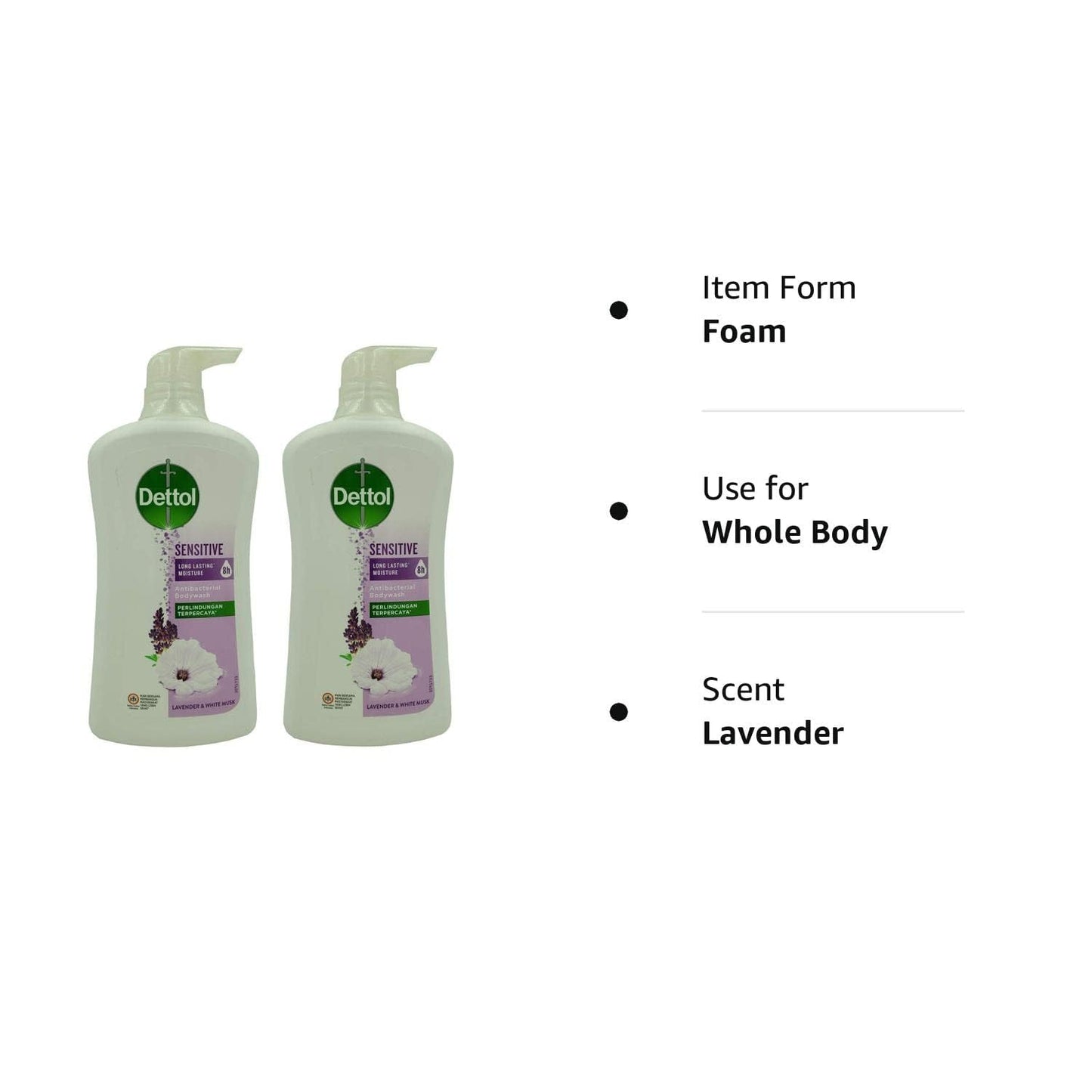 Dettol Anti Bacterial pH-Balanced Body Wash, Sensitive, 21.1 Oz / 625 Ml (Pack of 2) for Moisturizing Beauty & Personal Care Dettol