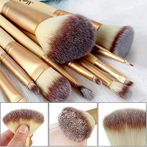Matto Makeup Brushes 10-Piece Golden Makeup Brush Set with Foundation Powder Mineral Eye Face Make Up Brushes Holder Beauty & Personal Care Matto