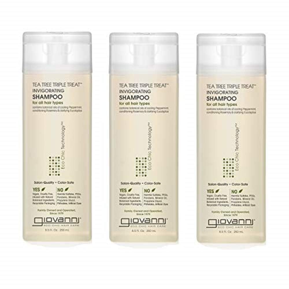 GIOVANNI Tea Tree Triple Treat Invigorating Shampoo, 8.5 oz (3 Pack)
