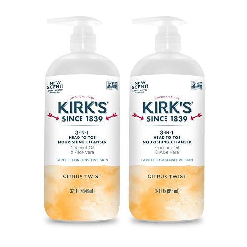 Kirk's 3-in-1 Head to Toe Nourishing Liquid Cleanser- for Men, Women & Children - Premium Coconut Oil & Aloe Vera- Non GMO & Vegan - Citrus Twist - 32 Beauty & Personal Care Kirk's