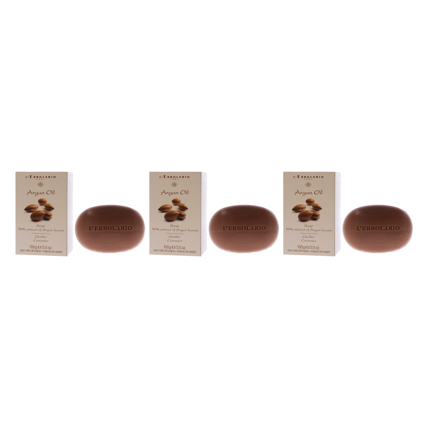 Soap - Argan Oil - Pack of 3 by LErbolario for Unisex - 3.5 oz Soap Beauty & Personal Care L'Erbolario