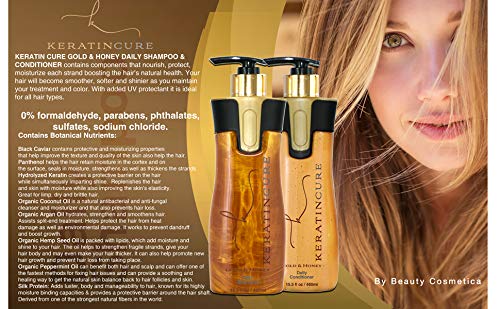 Keratin Cure Gold and Honey daily use Shampoo Conditioner Set Botanical Extracts, Protein SULFATE FREE protect Color Enhance Hair Growth for keratin Beauty & Personal Care Keratin Cure