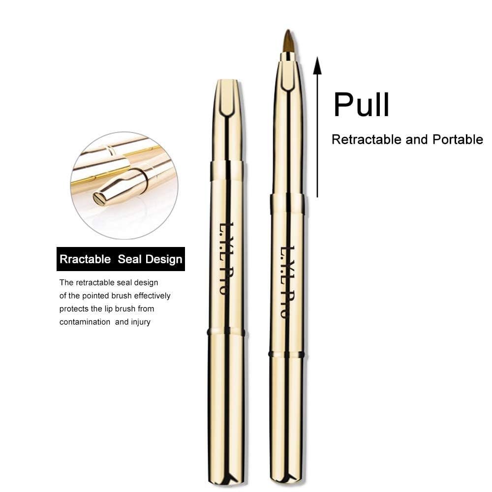 L.Y.L Pro Gold Retractable Lip Makeup Brushes Double-Ended Retractable Lip Brush Travel Lipstick Gloss Makeup Brush for Christmas Gifts Beauty & Personal Care L.Y.L Pro