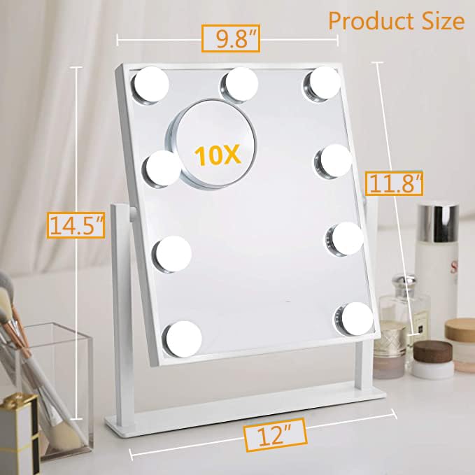 IMEASY Vanity Mirror with Lights?Hollywood Lighted Makeup Mirror with 3 Color Modes and 9 Dimmable Diamond LED Light Bulbs Detachable 10X Beauty & Personal Care IMEASY