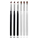 JERCLITY 6pcs French Tip Nail Brushes Set 3pcs Half Moon Shape Silver Handle 3pcs Oblique Head Black Handle Nail Brushes UV Gel Acrylic Painting Beauty & Personal Care JERCLITY