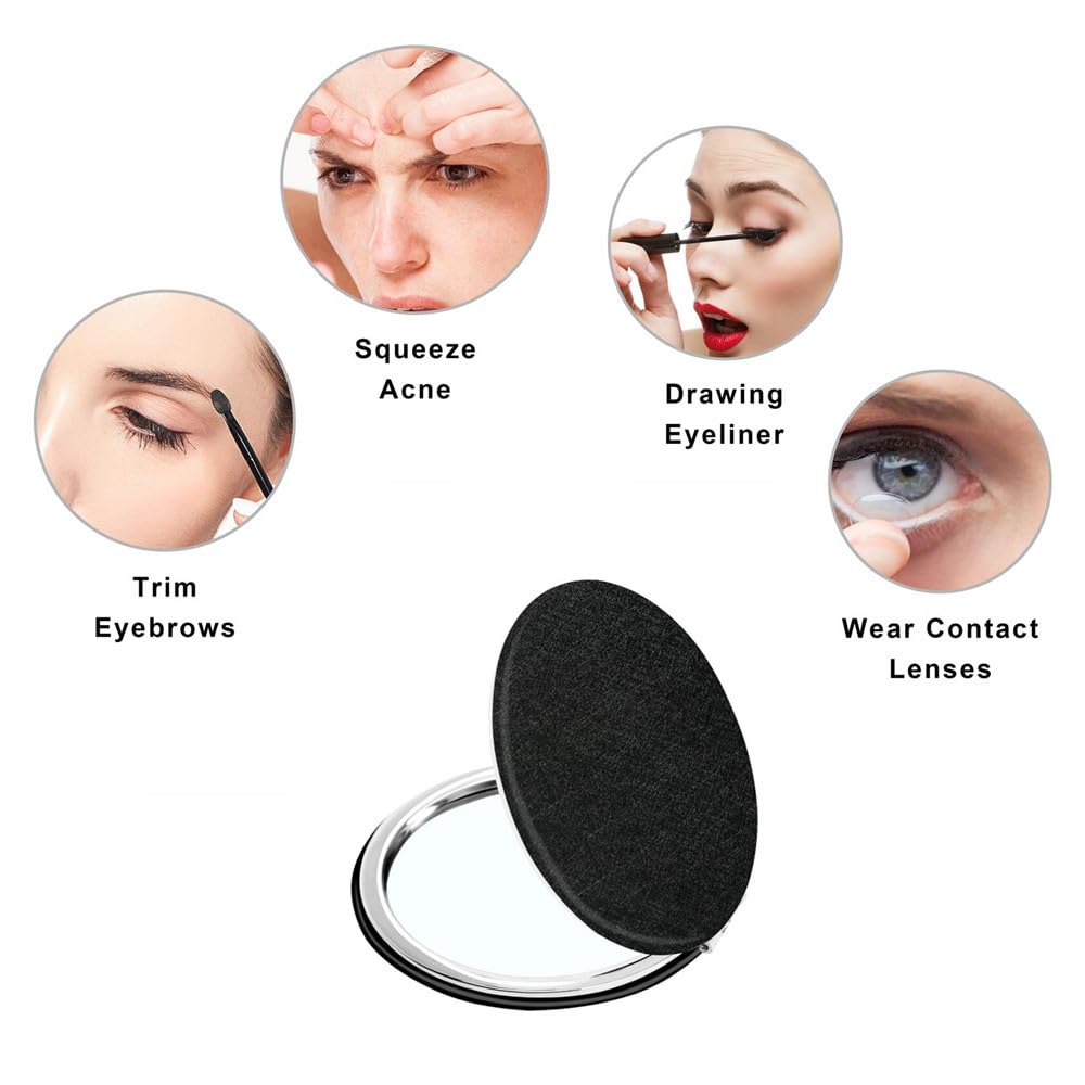 mpowtech Pocket Compact Mirror for Men and Women, Small Purse Mirror With Glitter, Portable Travel Makeup Mini 2-Sided 1x/2x Magnifying Folding Beauty & Personal Care mpowtech