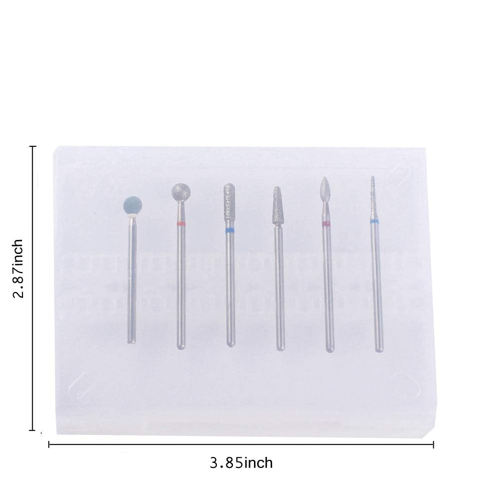 MZCMSL Russian Cuticle Drill Bit Set with Case,6pcs Cuticle Remover Bits (Needle,Ball,Flame,Cylinder,Tapered),Diamond Nail Bit Stone Bit Beauty & Personal Care MZCMSL
