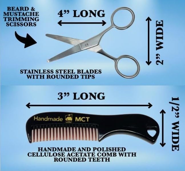 G.B.S 3n1 Professional Men's Beard and Mustache Trimming Styling 4" Scissors Beard Wood Comb and Mustache Comb Beauty and Personal Care G.B.S