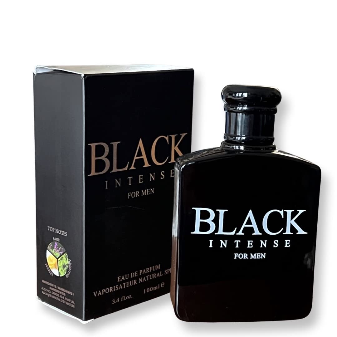 BLACK INTENSE for Men Eau de Parfum for Men - 3.4 Fl Oz - Perfect blend of Sage, Lemon and Absinthe for a Sophisticated Scent Beauty & Personal Care United Scents