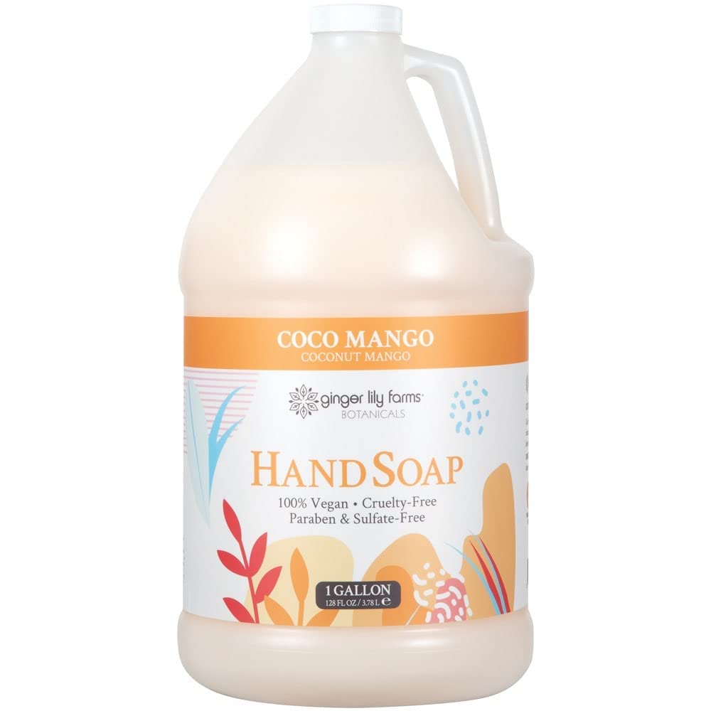 Ginger Lily Farms Botanicals All-Purpose Liquid Hand Soap Refill, Coco Mango, 100% Vegan & Cruelty-Free, Coconut Mango Scent, 1 Gallon (Pack of 4) Beauty & Personal Care Ginger Lily Farms