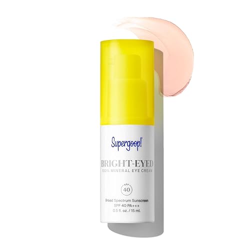 Supergoop! Bright-Eyed 100% Mineral Eye Cream, 0.5 fl oz - SPF 40 PA+++ Hydrating & Illuminating Mineral Sunscreen - Under Eye Cream for Dark Circles Beauty & Personal Care Supergoop!