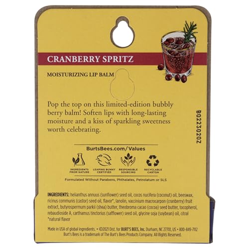 Cramberry Spritz Moisturizing Lip Balm by Burts Bees for Unisex - 0.15 oz Lip Balm Beauty & Personal Care Burt's Bees