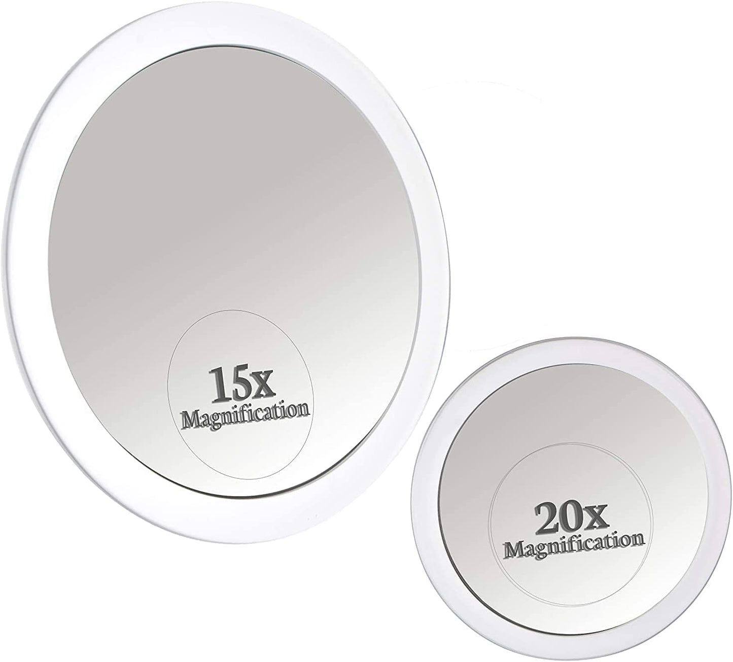 MIRRORVANA 20X & 15X Magnifying Mirror Set with 3 Suction Cups Each - Compact & Travel Ready Mirror for Makeup - Sizes: 6" and 4" Wide Beauty & Personal Care MIRRORVANA
