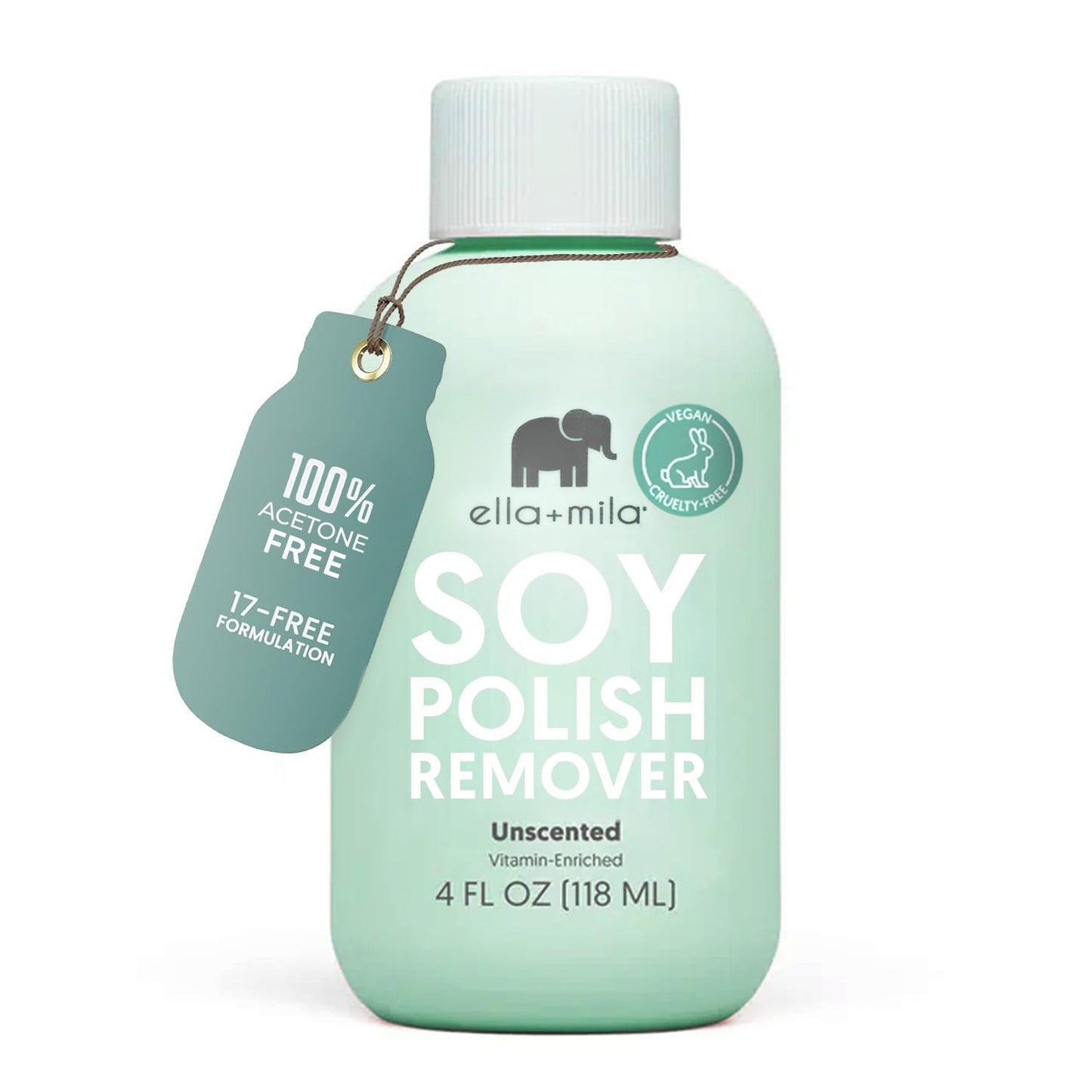 ella+mila Soy Nail Polish Remover - Unscented, Non-Acetone, Non-Toxic Fingernail Polish Remover for Natural Nails - Gentle, Vegan Formula Enriched Beauty & Personal Care ella+mila