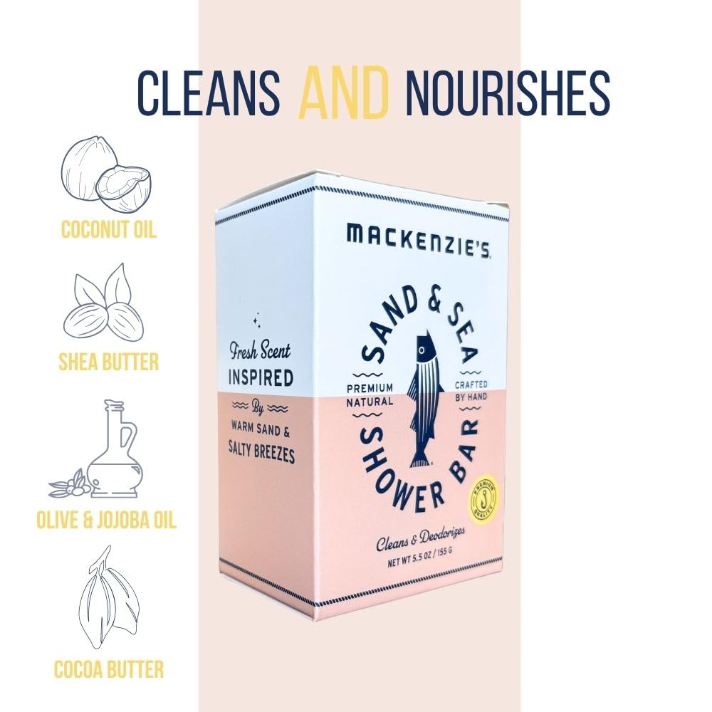 MACKENZIE'S Sand & Sea Shower Bar - Gifts for Women - Gifts for Men - Coastal Gifts - Moisturizing - Natural Bar Soap - Sea Salt - Ozone - Citrus Beauty & Personal Care MACKENZIE'S