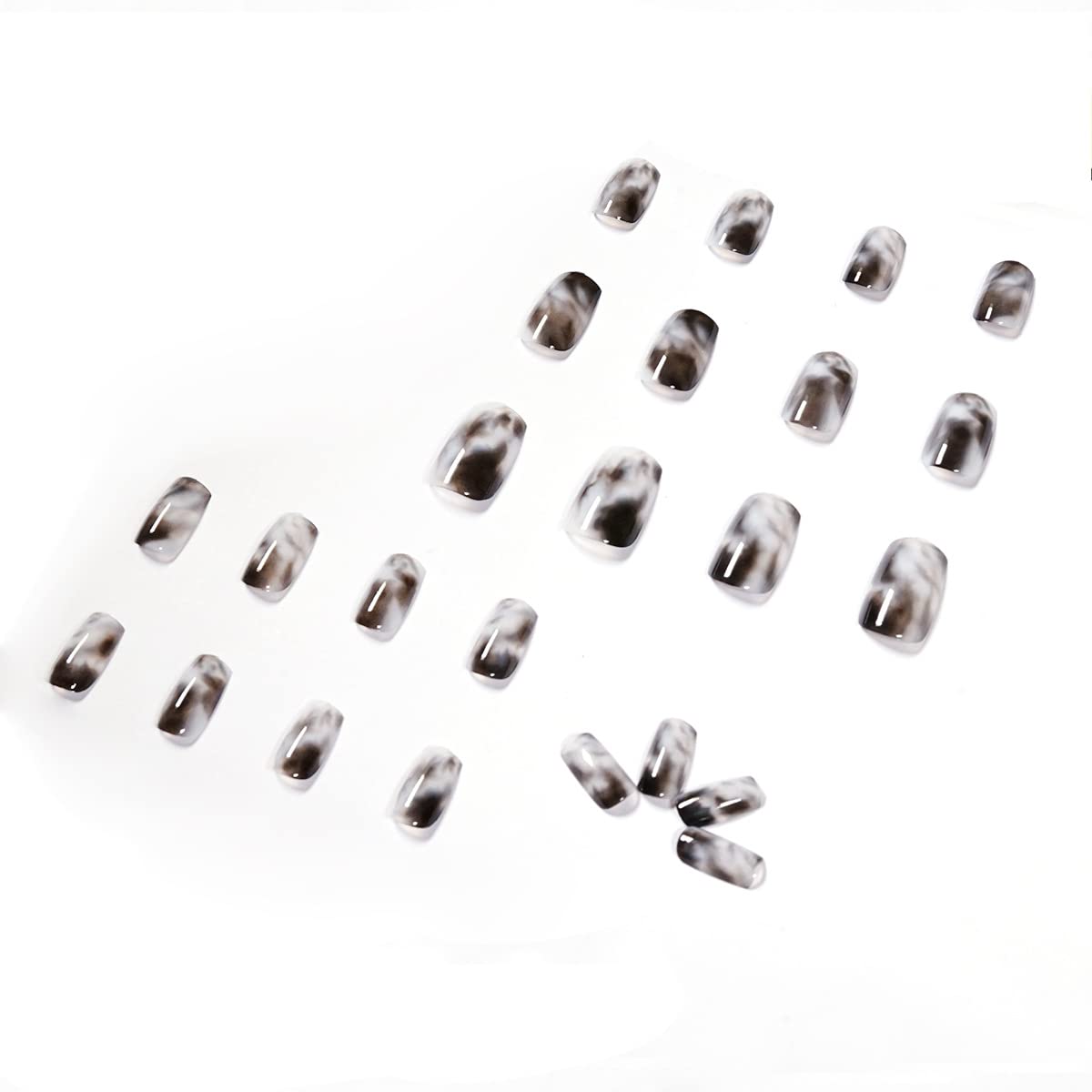 BABALAL Square Press On Ombre Glue On Short Squoval Acrylic Nails - Glossy Black Full Cover Nails for Women & Girls Beauty & Personal Care BABALAL