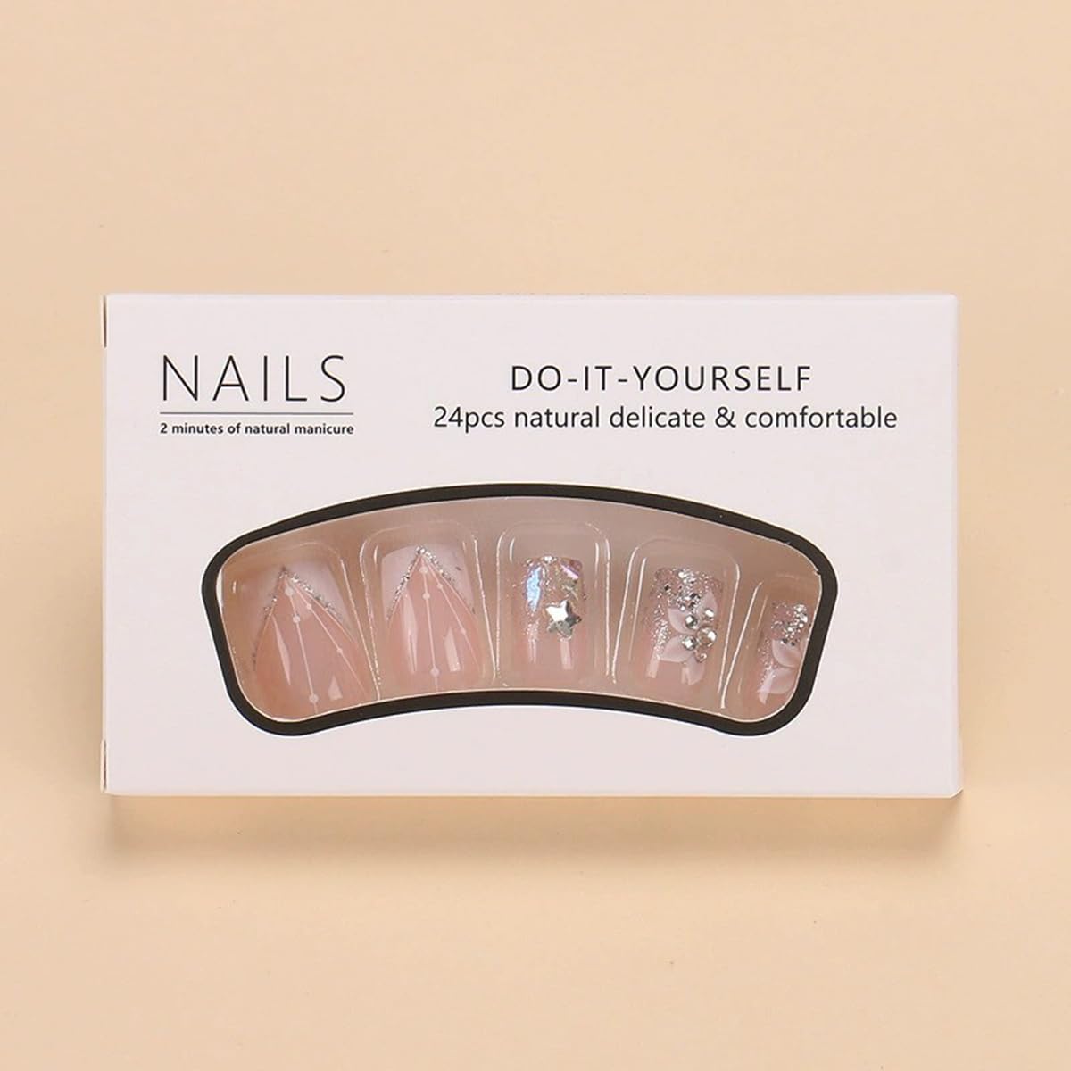 Flower Press on Nails Almond Short French Fake Nail with Design Pink White Golden Pearl Glue on Nail Short Flower Nails Press on False Nail with Jelly Beauty and Personal Care juggssa