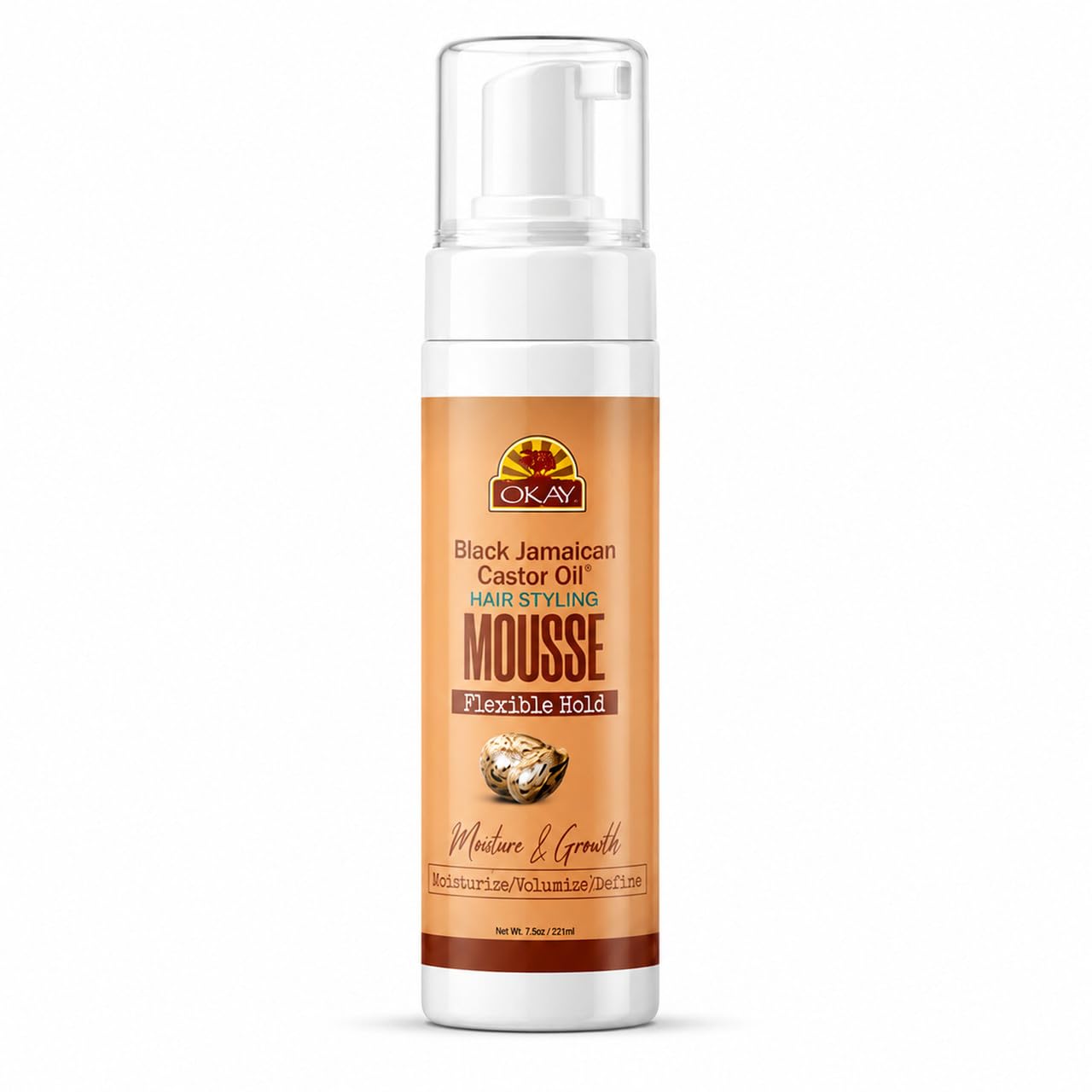 OKAY Black Jamaican Castor Oil Hair Styling Mousse 8 oz - Lightweight Curl Defining Foam for Volume, Frizz Control & Flexible Hold - Moisturizing Beauty & Personal Care OKAY