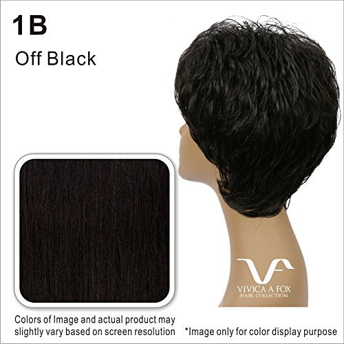Vivica A. Fox AMY-V, Heat Resistant Fiber, Pure Comfort Cap, Layered Short Pixie Style with Tapered Back, Full Wig (1B Off Black)